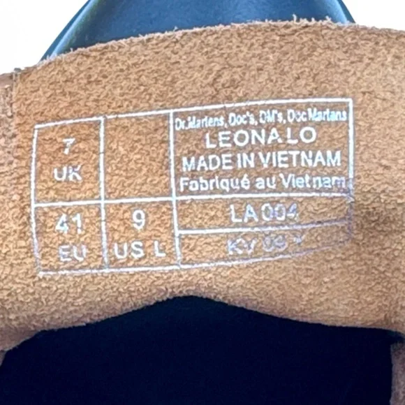 Dr. Martens Leona Low Platform Derby Shoes - Black Vintage Smooth Leather Size 9